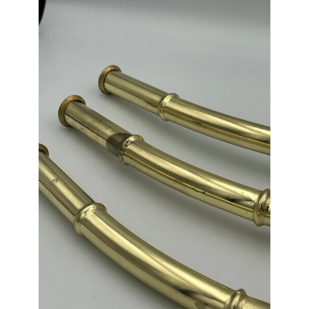 Vintage Brass Faux Bamboo Metal Hangers Set of 3 Hollywood Regency Chinoiserie